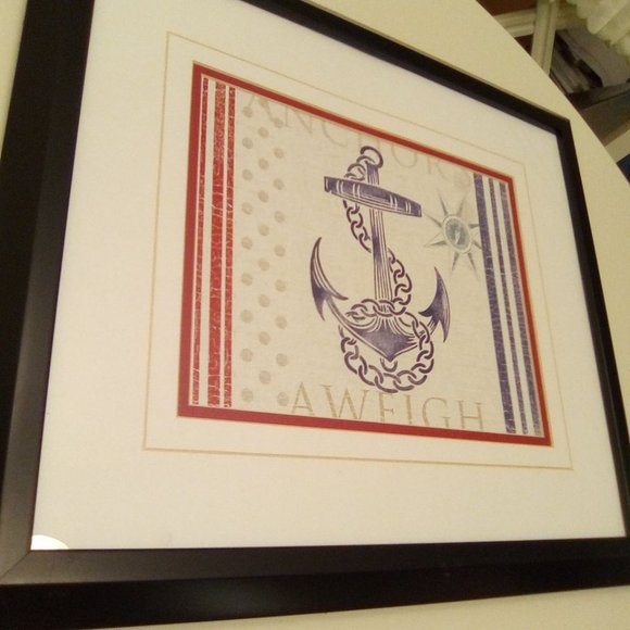 Coastal Navigation compass Maritime Anchors Aweigh prints (2) framed under glass - Picture 2 of 10